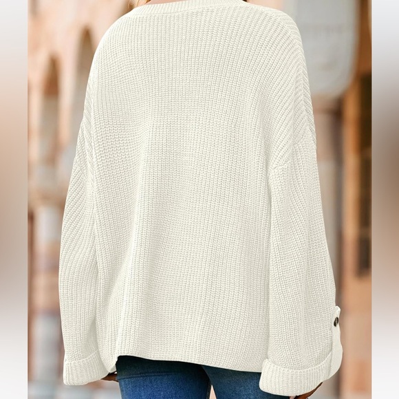 Oversized rib Knit crewneck pullover‎ sweater Dolman sleeves women’s size small - Picture 3 of 4